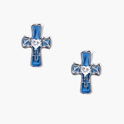 Gothic Cross Heart Earrings