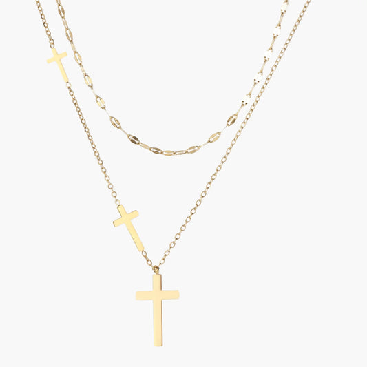 Divine Layers Cross Necklace Set