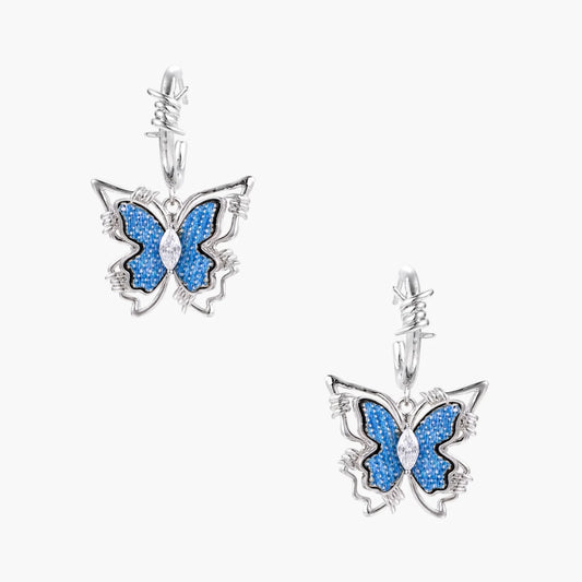 Blue Butterfly Drop Earrings