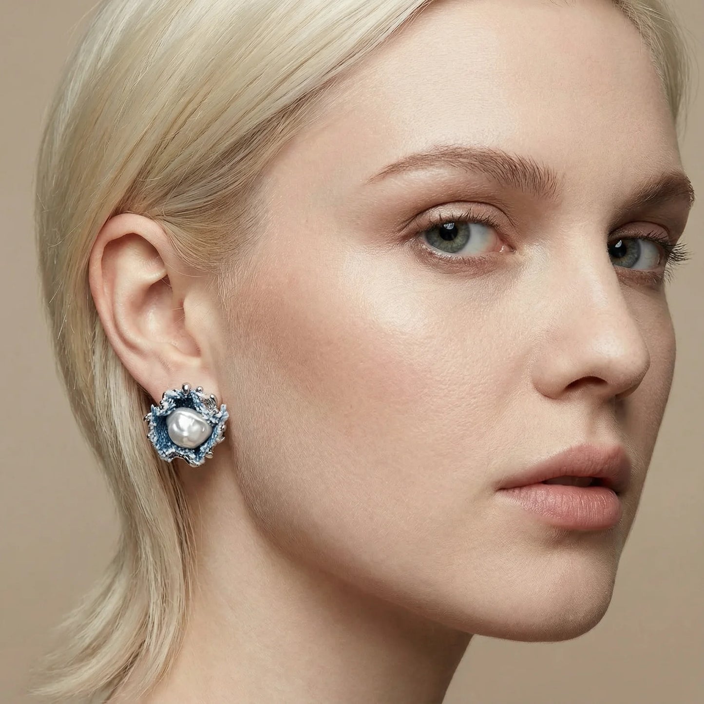 Denim Dreams Pearl Studs