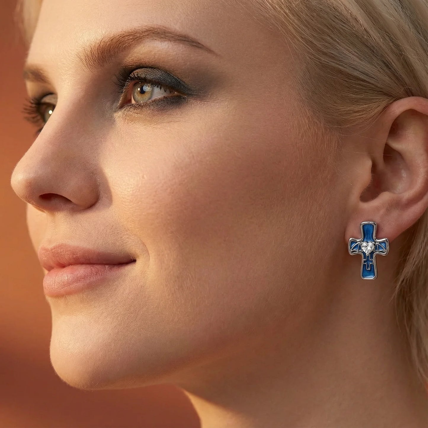 Gothic Cross Heart Earrings