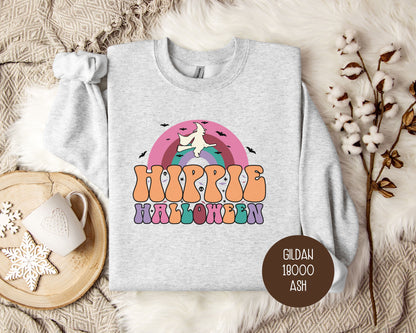 Hippie Halloween Retro Witch Rainbow Sweatshirt