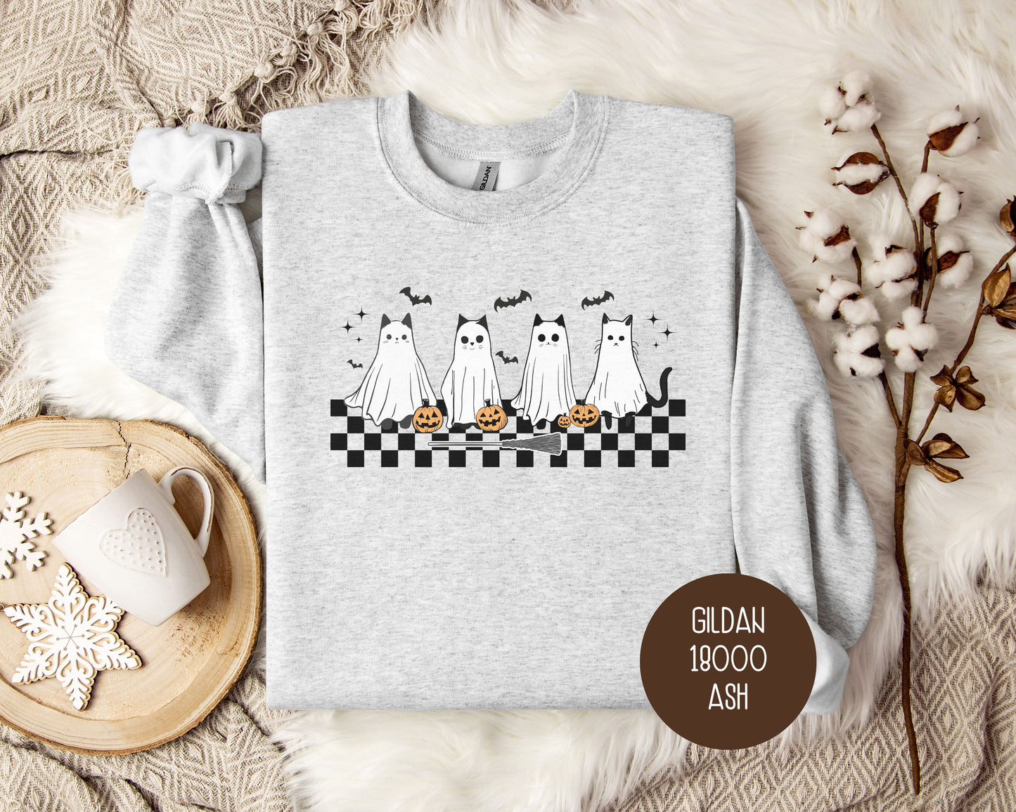 Ghost Cat Halloween Sweatshirt