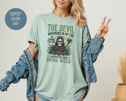 Devil Reaper Weed Comfort Colors Shirt T-Shirt  CreativeSpecialTs