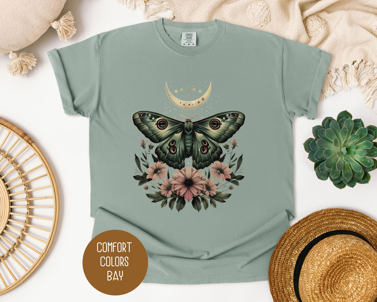 Bohemian Mystic Moon Phase Moth Shirt