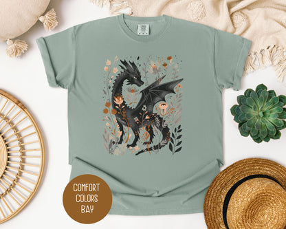 Retro Floral Dragon Comfort Colors Shirt