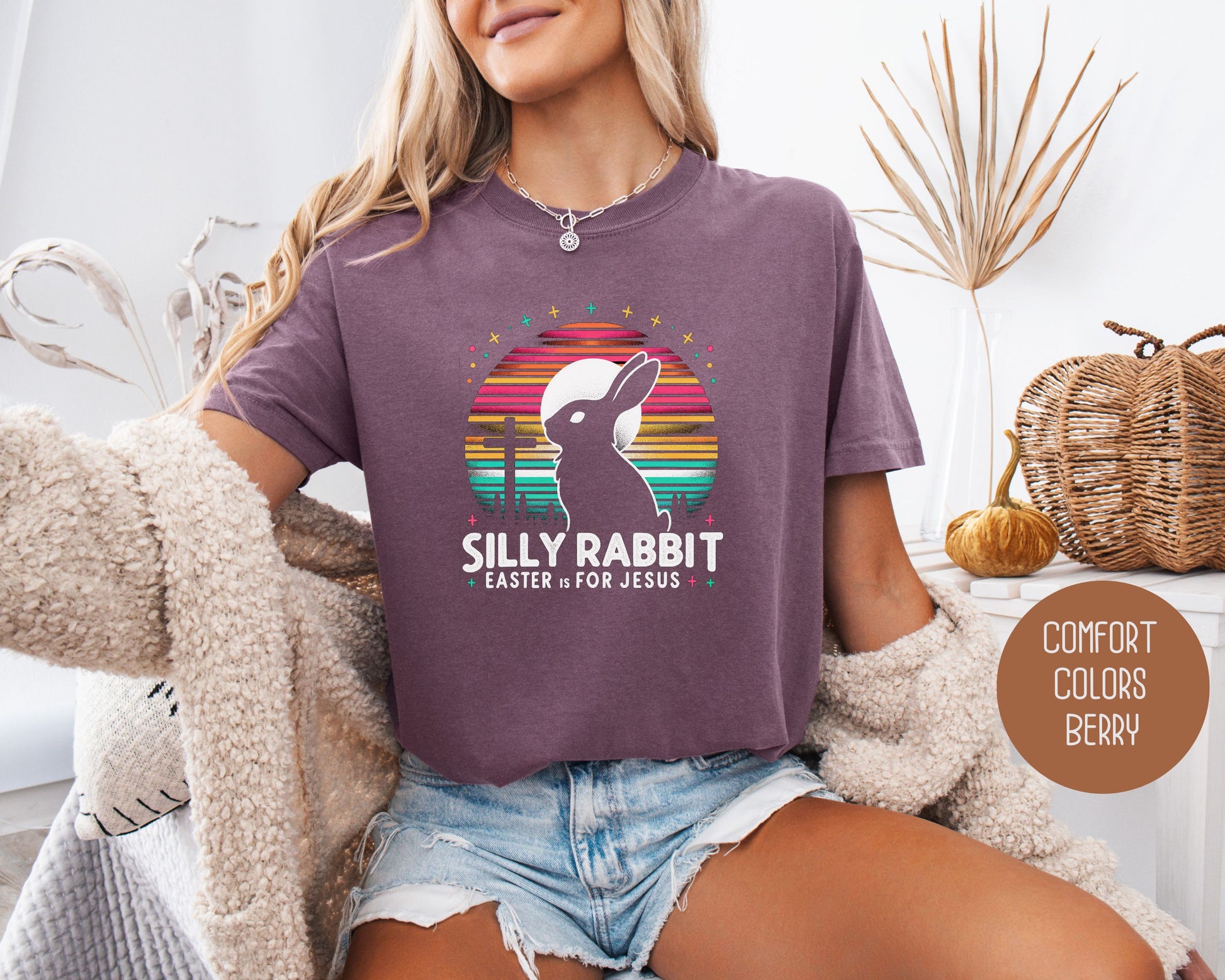 Silly Rabbit Easter is for Jesus Comfort Colors Shirt, Religious Cute Easter T-Shirts, Boho Jesus Christian Gift, Boho Easter Bunny Tee T-Shirt  CreativeSpecialTs
