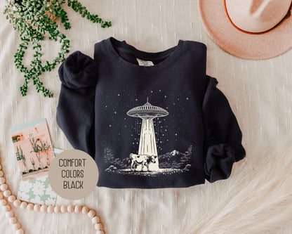 Cow UFO Abduction Comfort Colors Sweatshirt