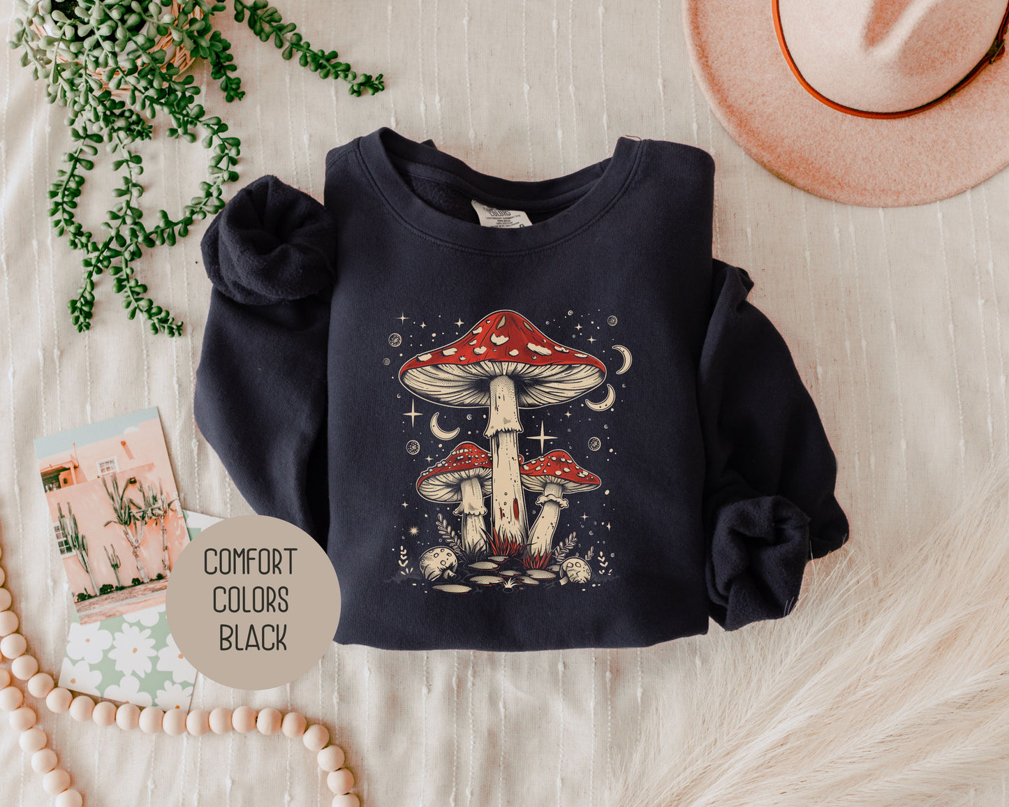 Retro Red Mushrooms Comfort Colors Sweatshirt