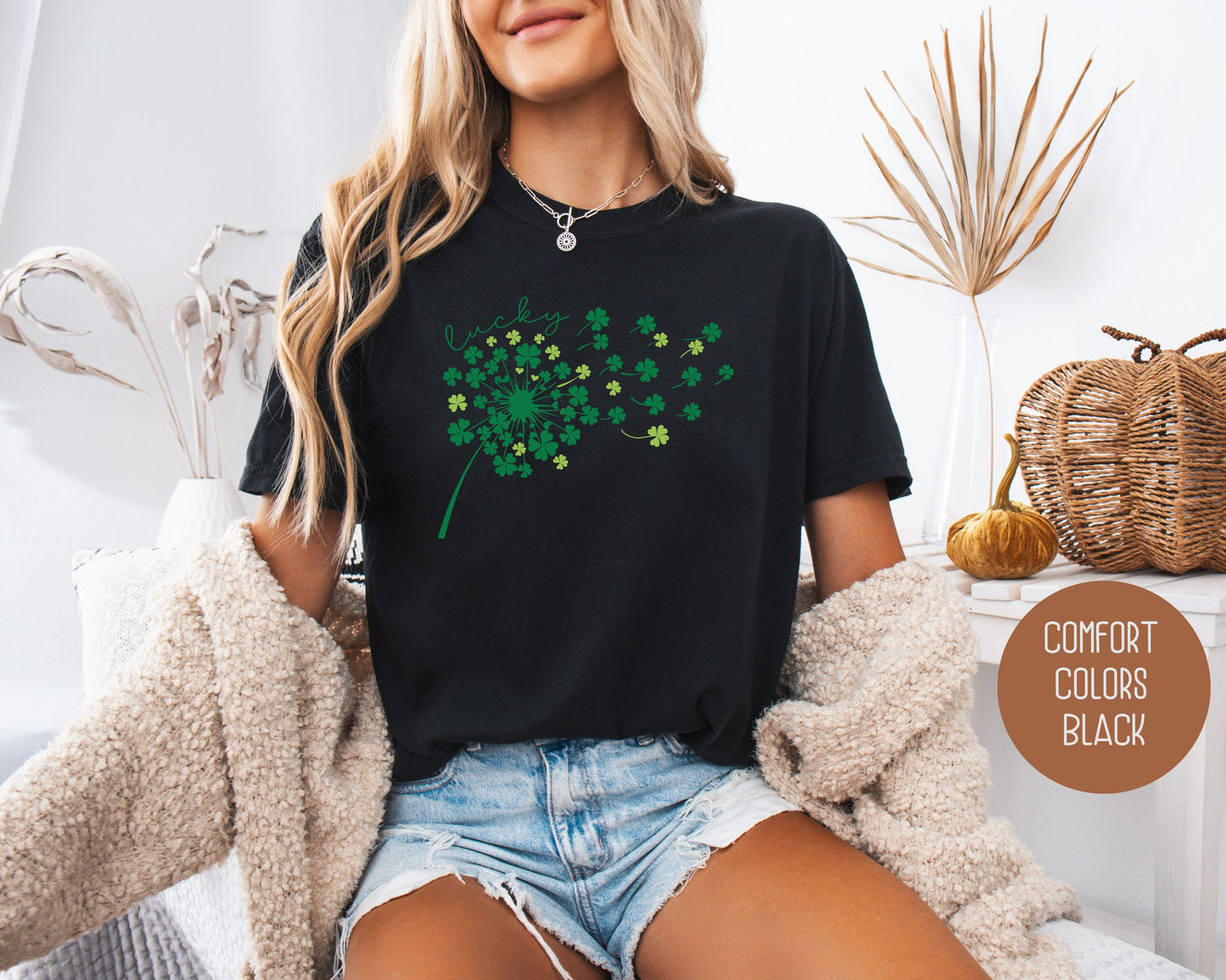 Lucky Four Leaf Clover St Patricks Day Comfort Colors Shirt