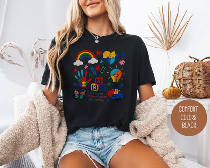 Autism Everyone Communicates Differently Comfort Colors Shirt