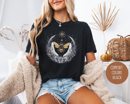 Boho Celestial Floral Bee Comfort Colors Shirt