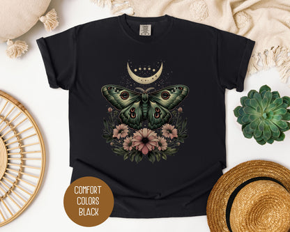 Bohemian Mystic Moon Phase Moth Shirt