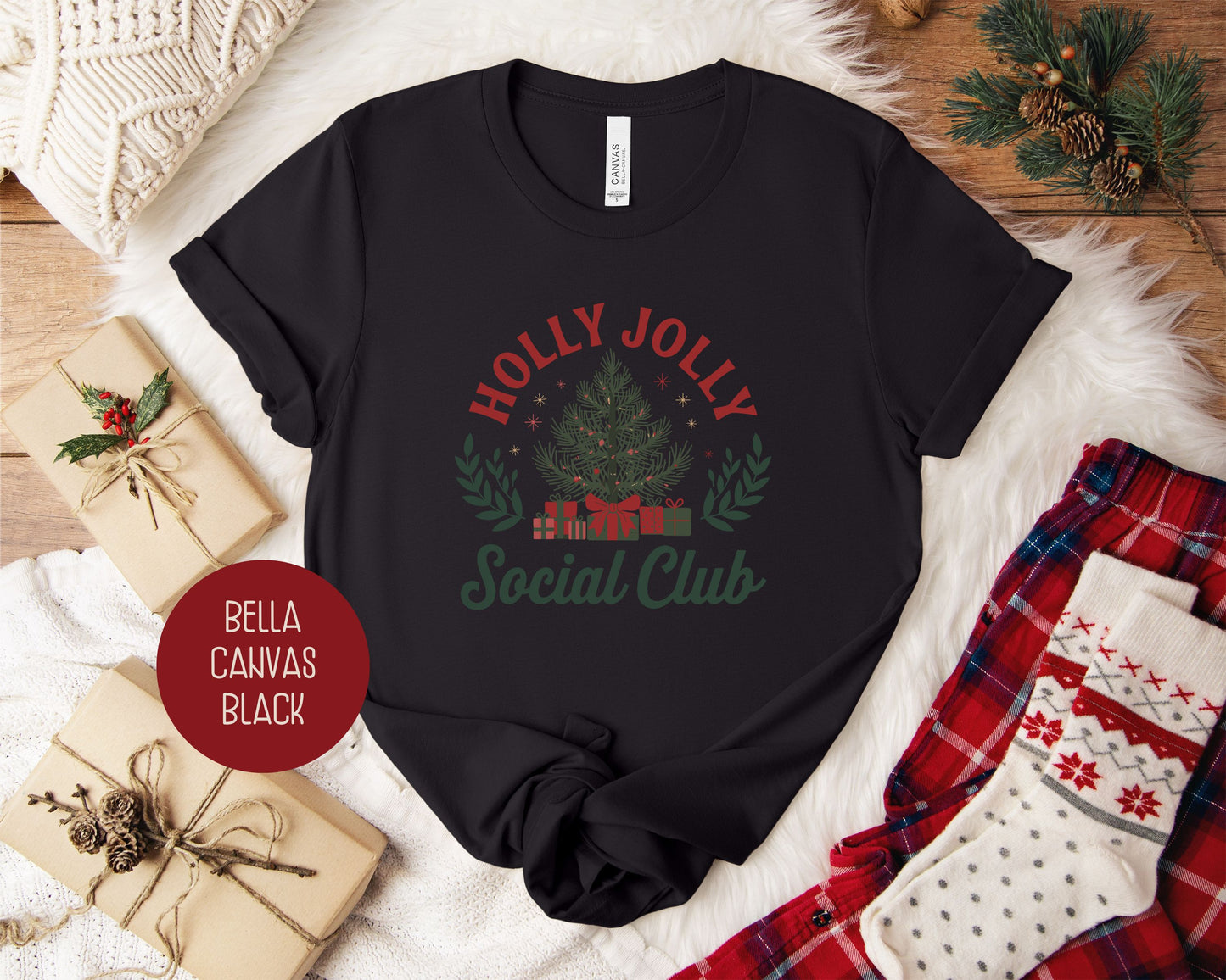 Holly Jolly Social Club Christmas Tree Shirt