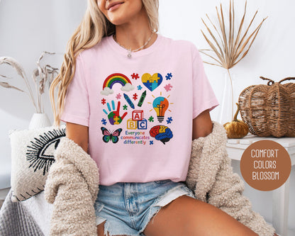 Autism Everyone Communicates Differently Comfort Colors Shirt