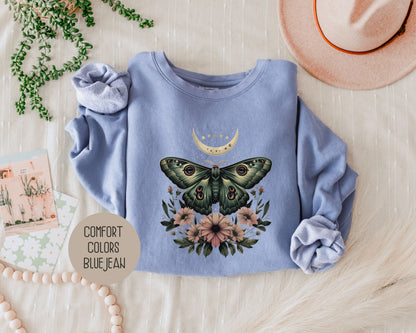 Bohemian Mystic Moon Phase Moth Sweatshirt