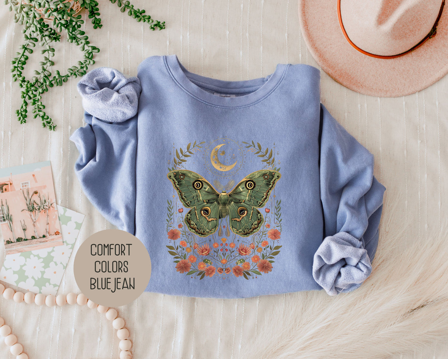 Bohemian Moon Phase Mystic Moth Sweatshirt