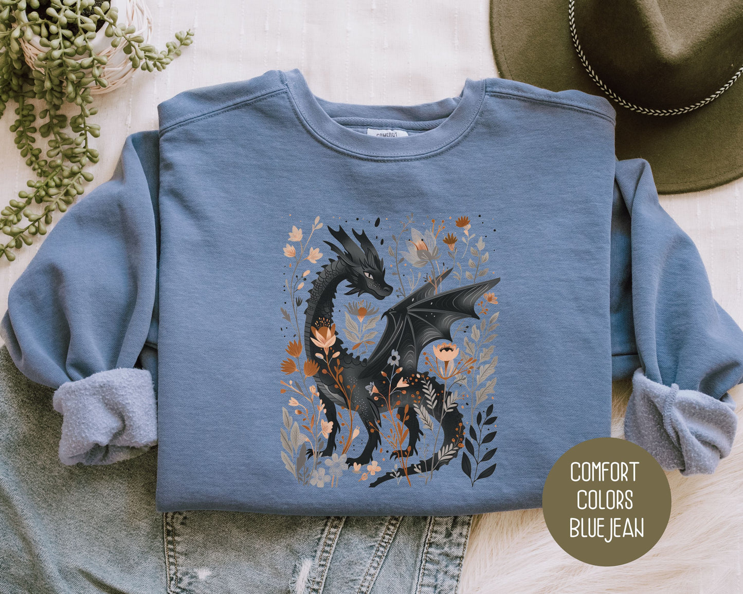 Retro Floral Dragon Comfort Colors Sweatshirt