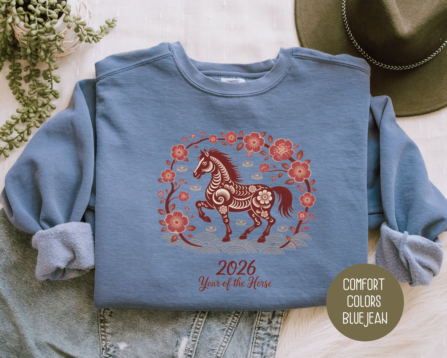 2026 Year of the Horse Chinese New Year Comfort Colors Sweatshirt Sweatshirt CreativeSpecialTs