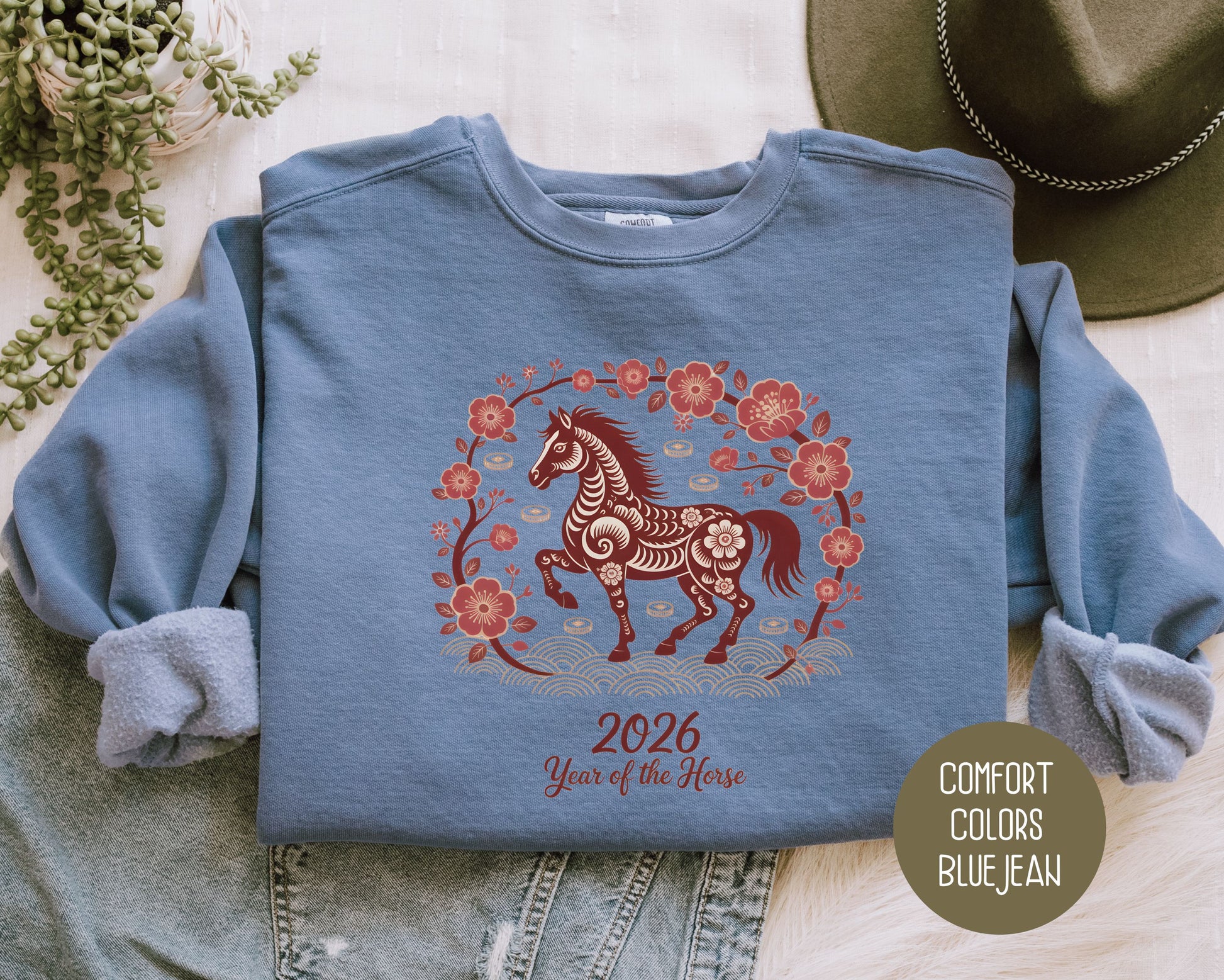 2026 Year of the Horse Chinese New Year Comfort Colors Sweatshirt Sweatshirt CreativeSpecialTs