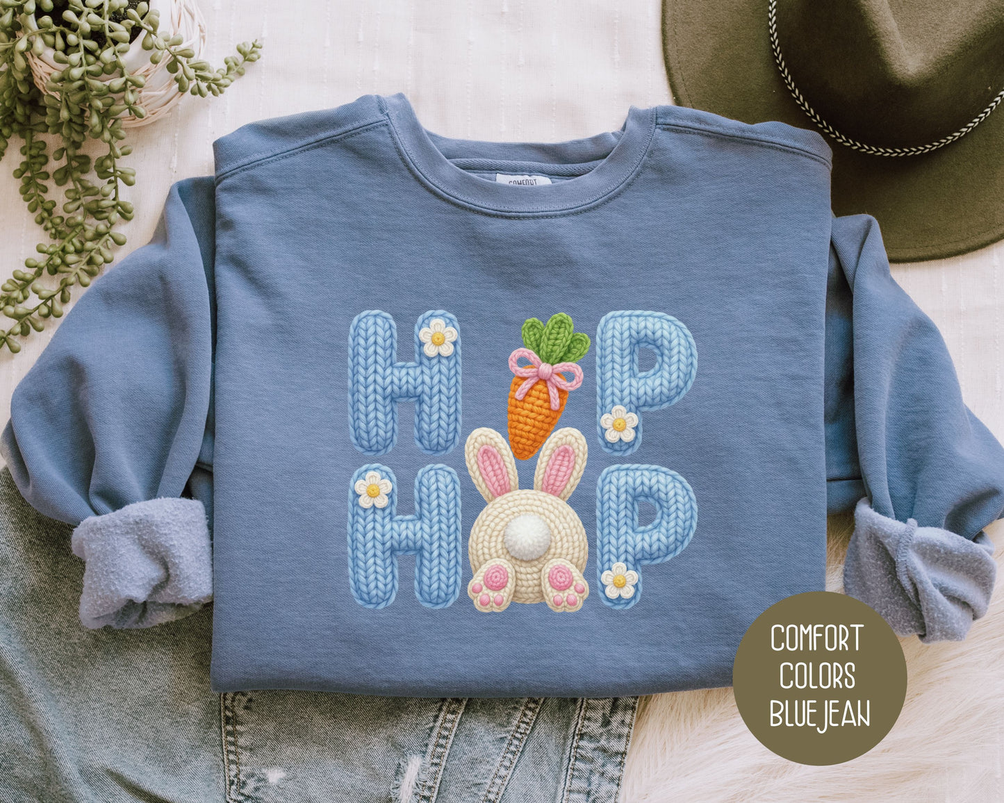 Hip Hop Faux Yarn Easter Comfort Colors Sweatshirt