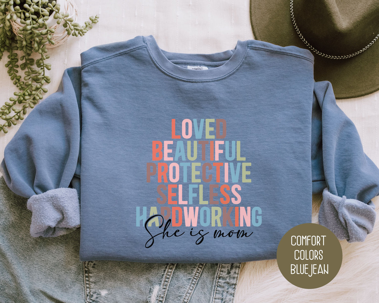 She Is Mom Comfort Colors Sweatshirt