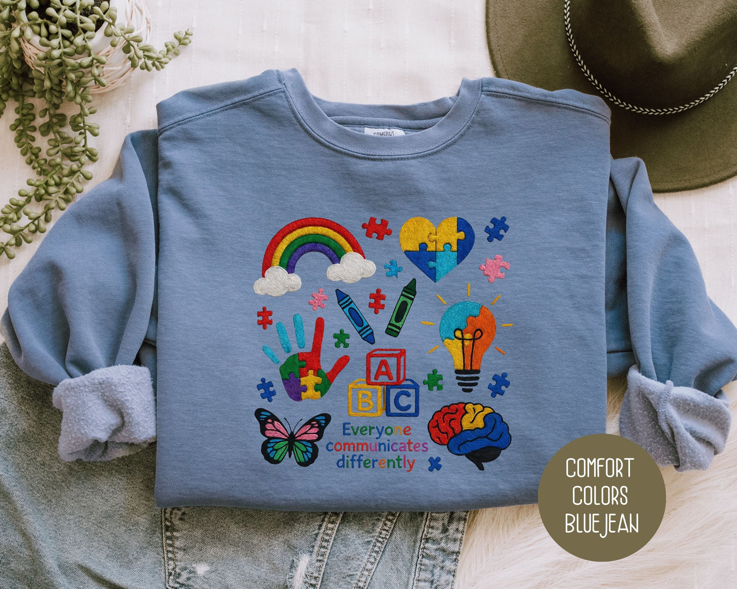 Autism Everyone Communicates Differently Comfort Colors Sweatshirt