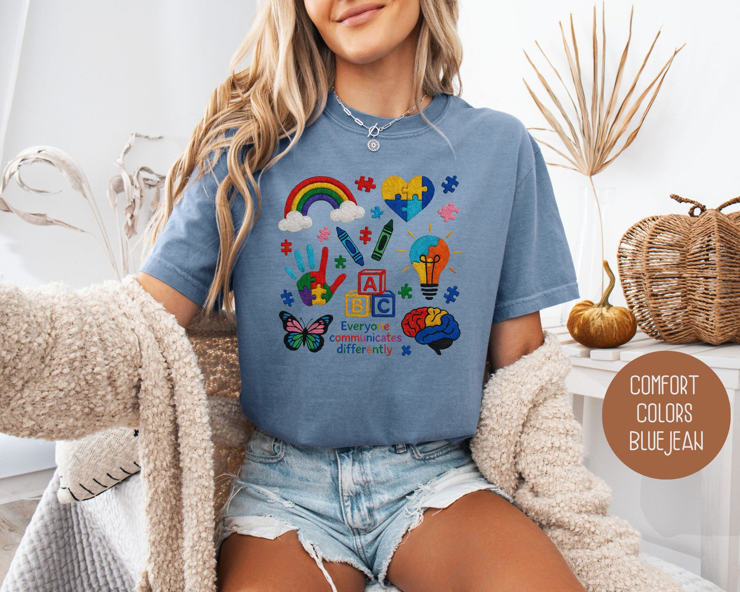 Autism Everyone Communicates Differently Comfort Colors Shirt