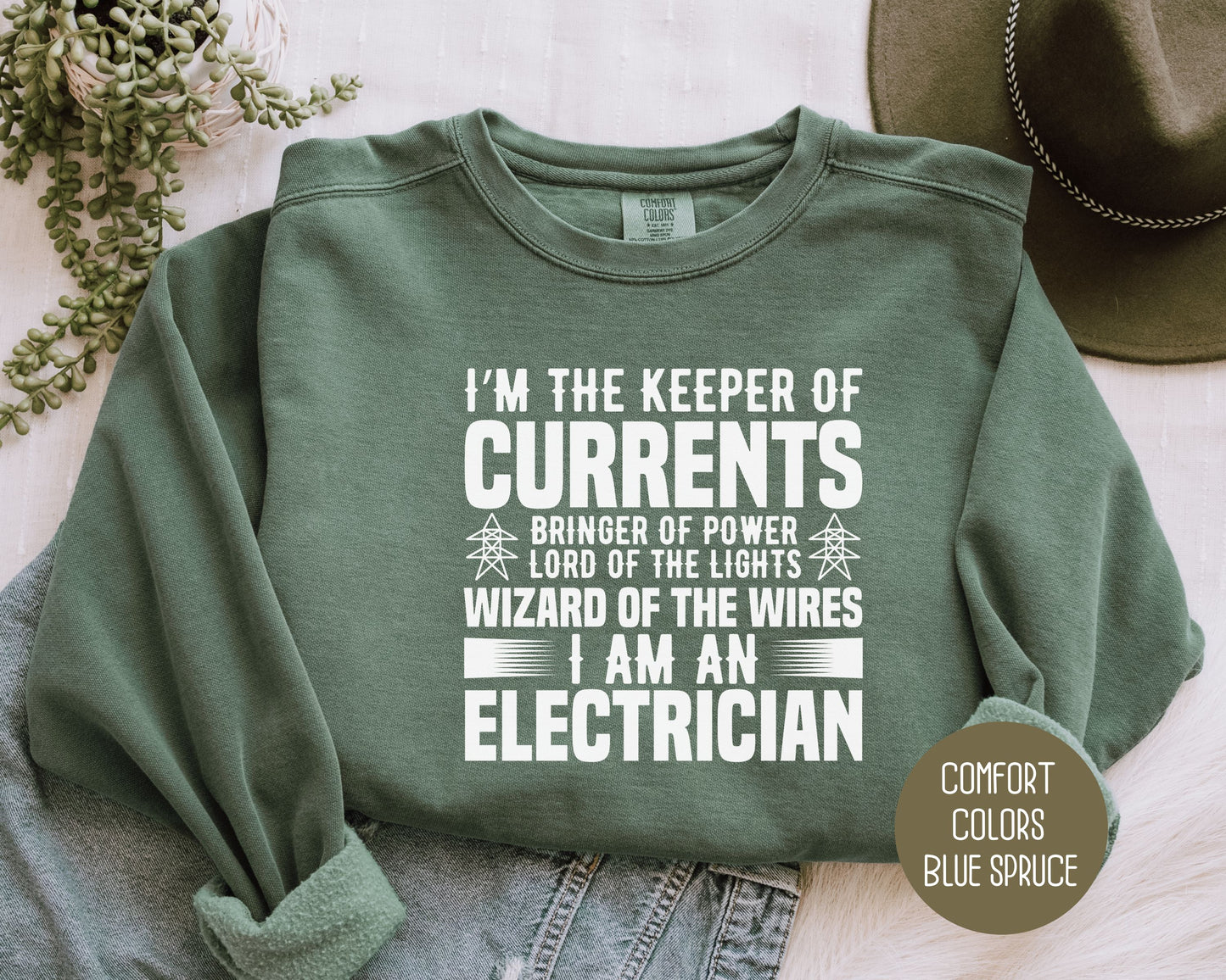 Wizard of the Wires I Am An Electrician Comfort Colors Sweatshirt Sweatshirt  CreativeSpecialTs