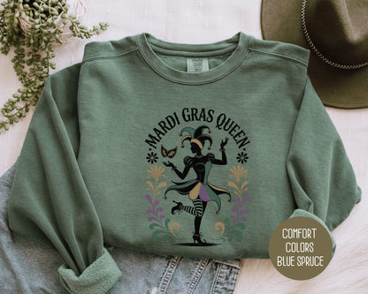 Mardi Gras Queen Comfort Colors Sweatshirt Sweatshirt CreativeSpecialTs
