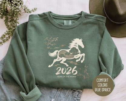 Chinese New Year 2026 Year of the Horse Comfort Colors Sweatshirt Sweatshirt  CreativeSpecialTs
