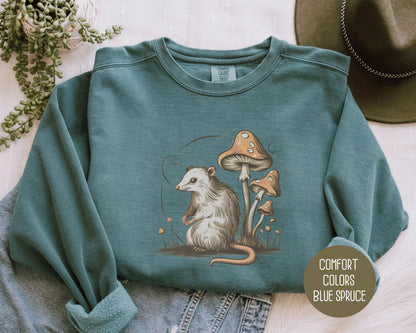 Vintage Possum Mushroom Comfort Colors Sweatshirt