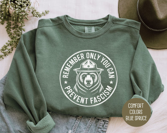 Remember Only You Can Prevent Fascism Comfort Colors Sweatshirt Sweatshirt  CreativeSpecialTs