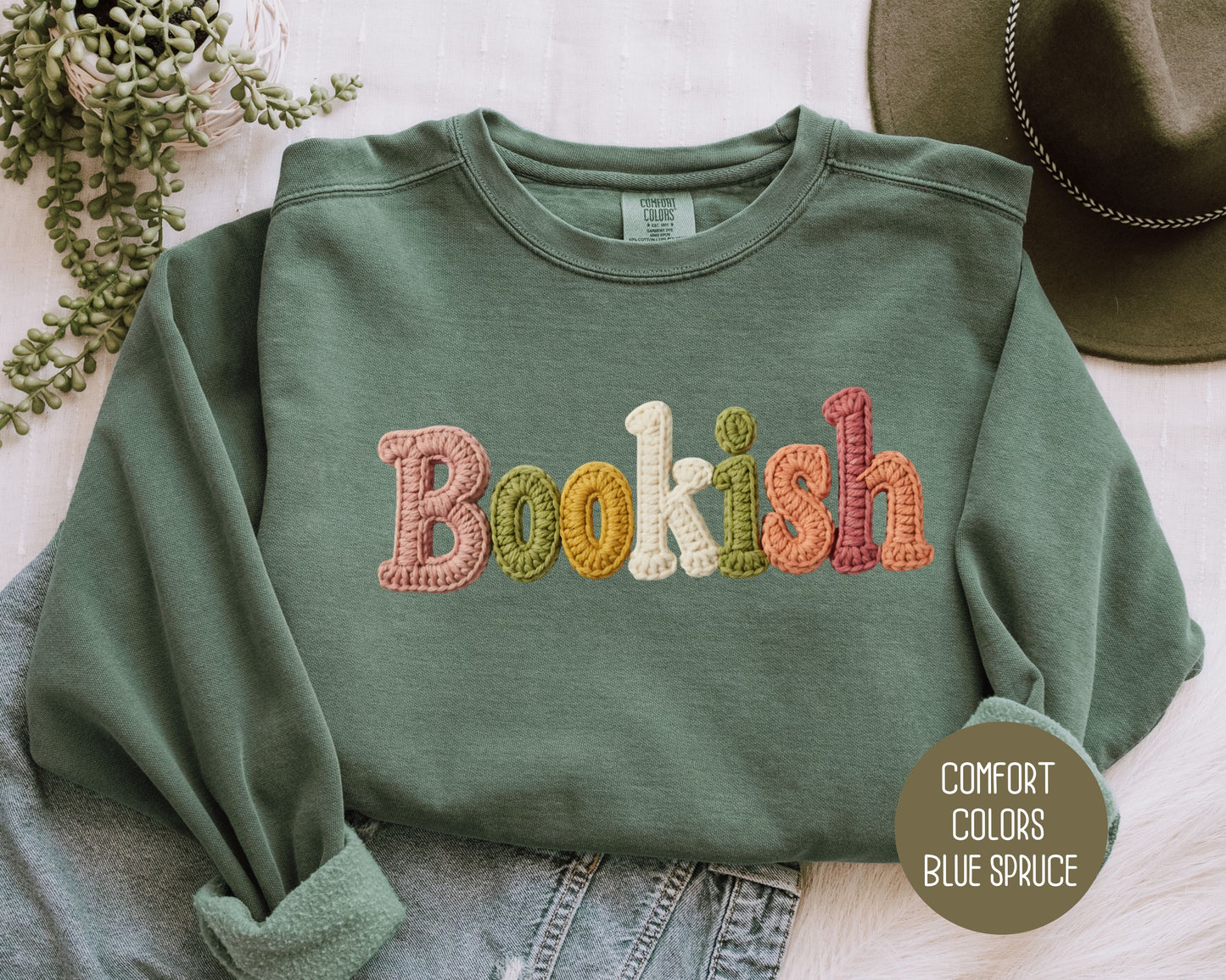 Bookish Faux Yarn Comfort Colors Sweatshirt