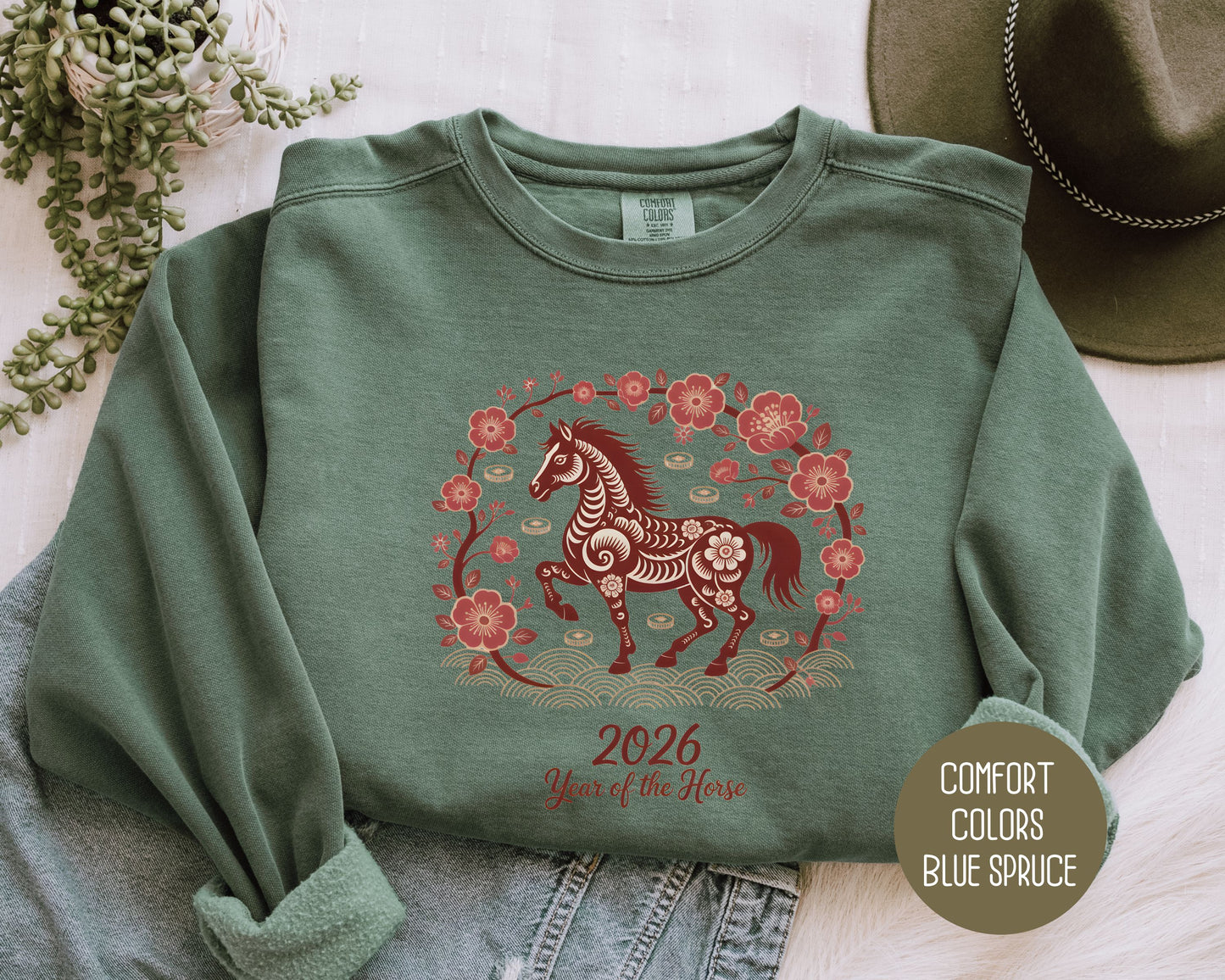 2026 Year of the Horse Chinese New Year Comfort Colors Sweatshirt Sweatshirt CreativeSpecialTs