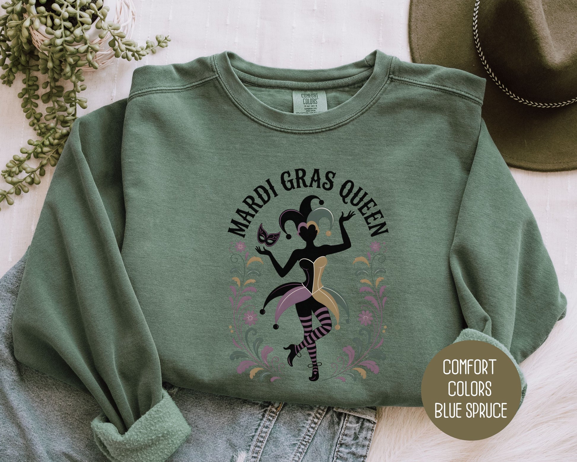 Mardi Gras Queen Comfort Colors Sweatshirt Sweatshirt CreativeSpecialTs