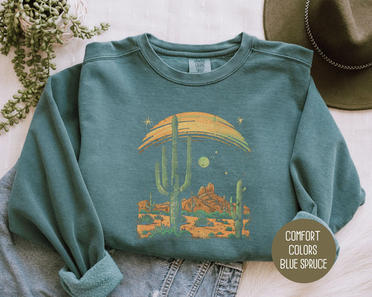 Desert Cactus Sunrise Vintage Comfort Colors Sweatshirt