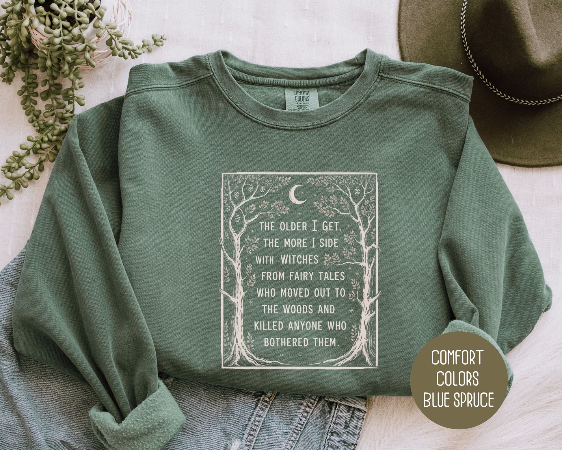 Side with Witches from Fairy Tales Comfort Colors Sweatshirt Sweatshirt  CreativeSpecialTs