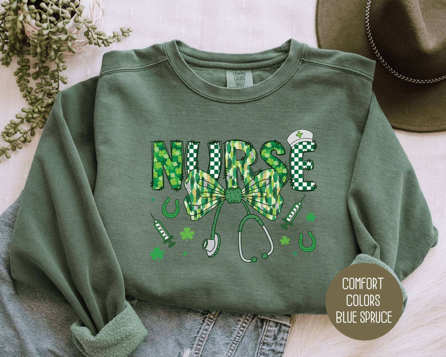 Nurse St. Patrick's Day Comfort Colors Sweatshirt Sweatshirt CreativeSpecialTs
