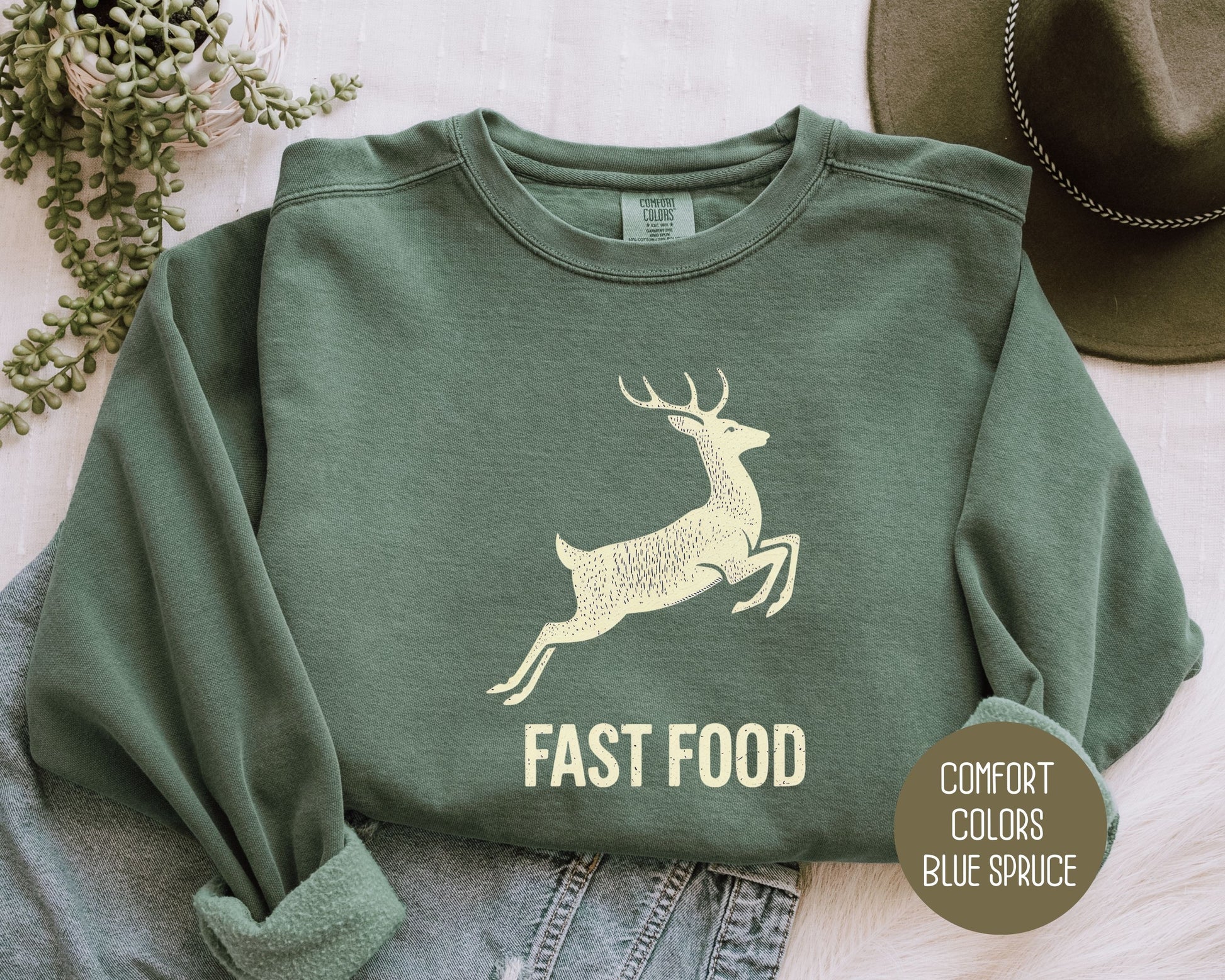 Fast Food Deer Hunting Comfort Colors Sweatshirt Sweatshirt  CreativeSpecialTs