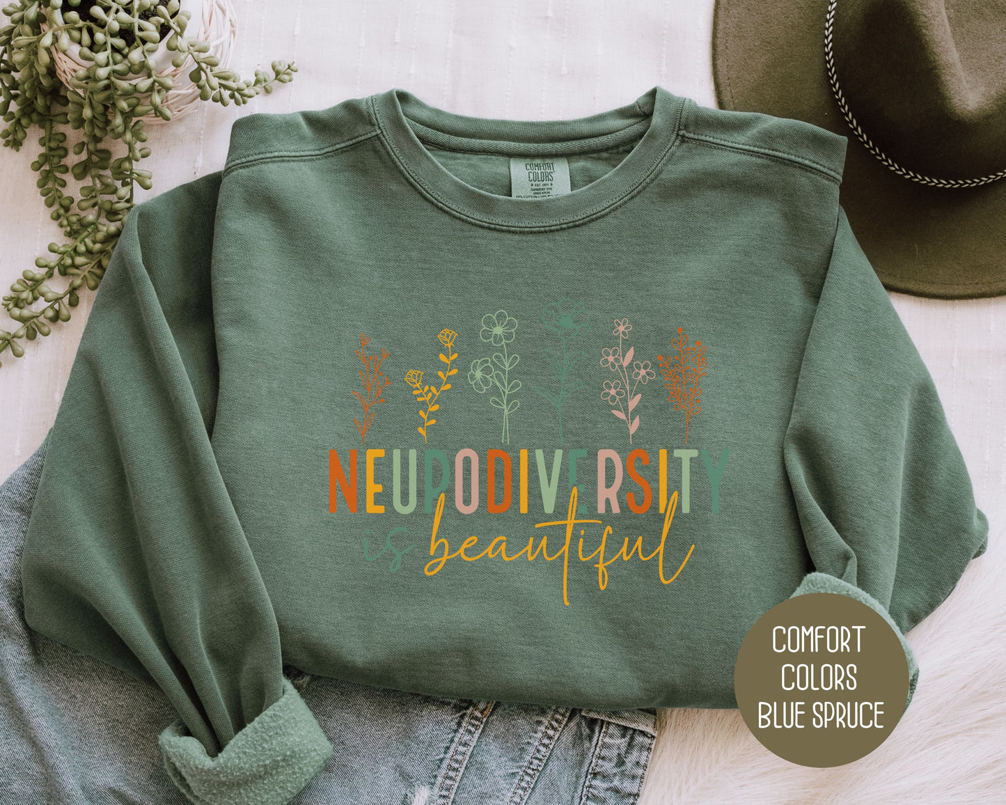 Neurodiversity is Beautiful Comfort Colors Sweatshirt - CreativeSpecialTs