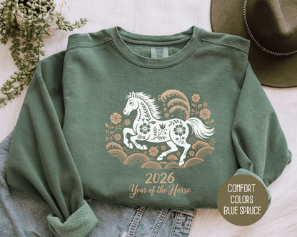 Year of the Horse 2026 Chinese New Year Comfort Colors Sweatshirt Sweatshirt  CreativeSpecialTs