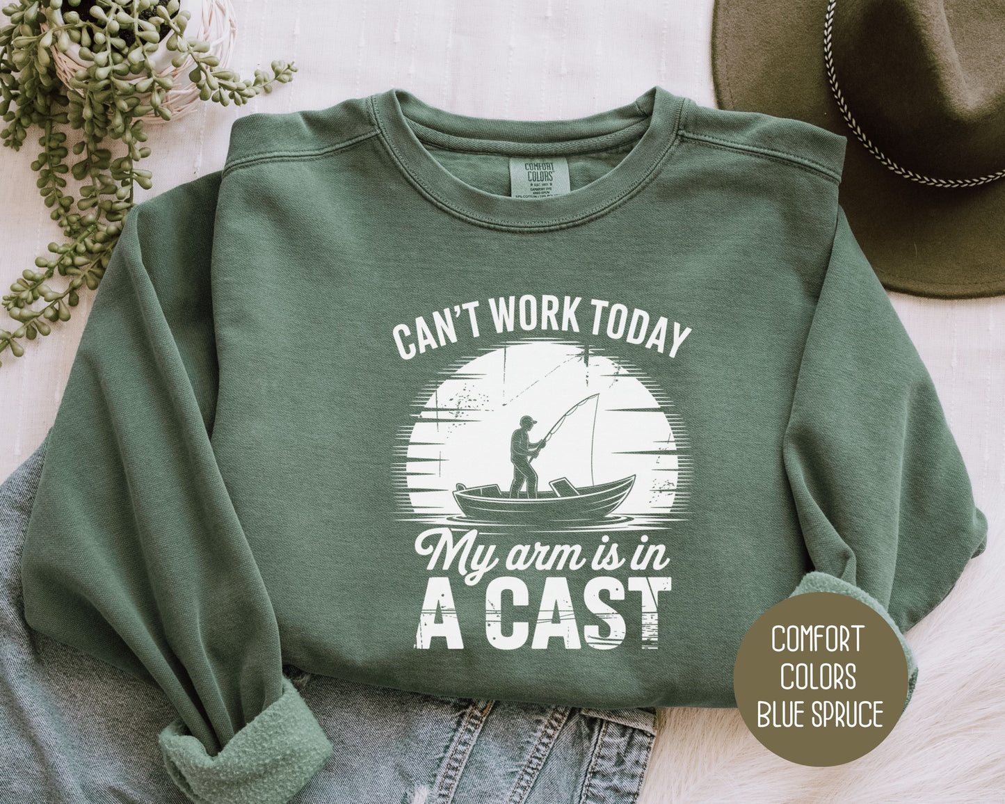Can't Work Today My Arm Is In a Cast Comfort Colors Sweatshirt Sweatshirt  CreativeSpecialTs
