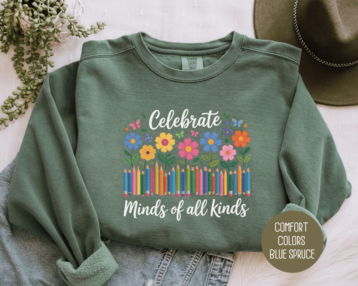 Celebrate Minds of All Kinds Autism Awareness Comfort Colors Sweatshirt Sweatshirt  CreativeSpecialTs