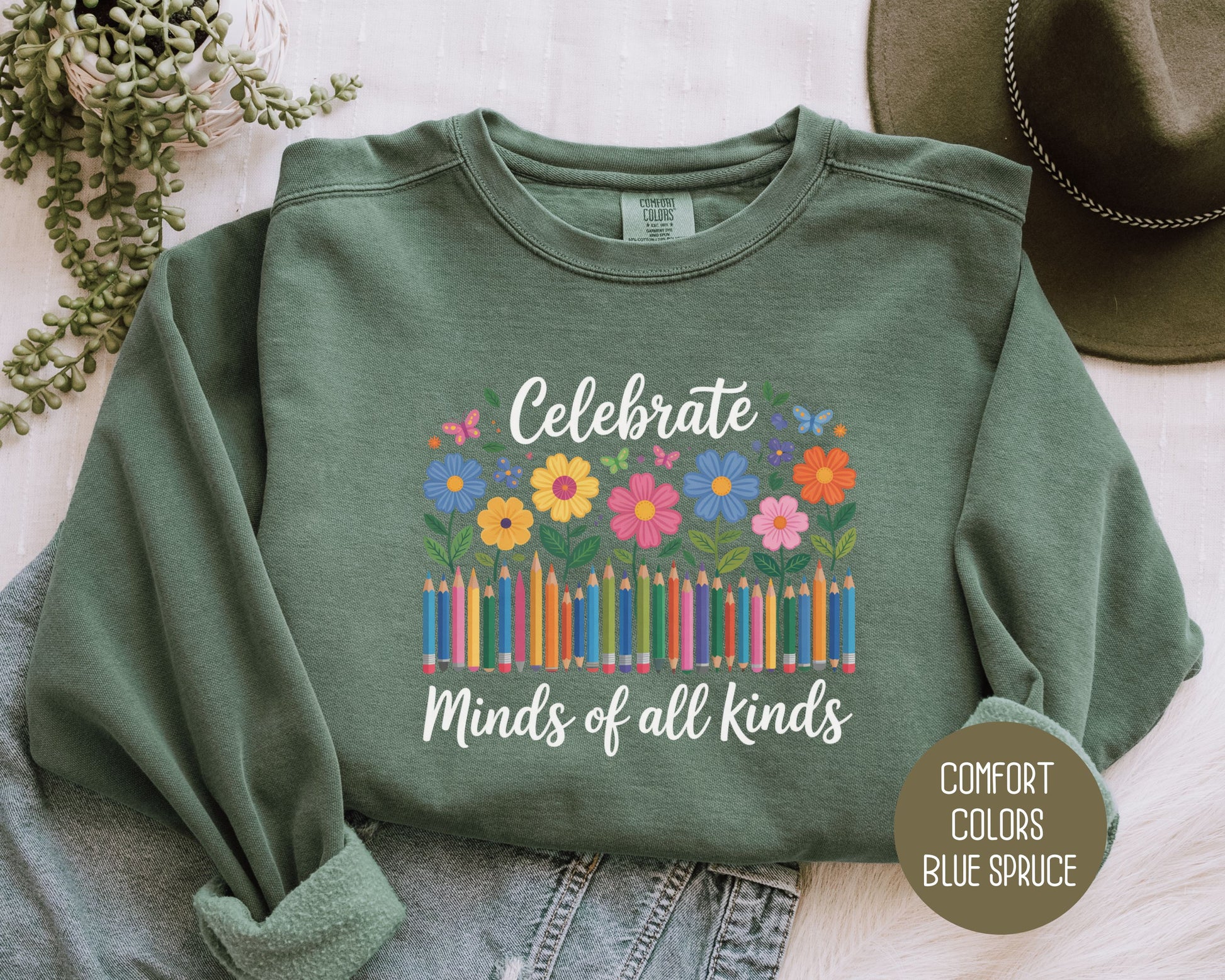 Celebrate Minds of All Kinds Autism Awareness Comfort Colors Sweatshirt Sweatshirt  CreativeSpecialTs