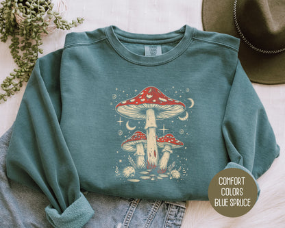 Retro Red Mushrooms Comfort Colors Sweatshirt