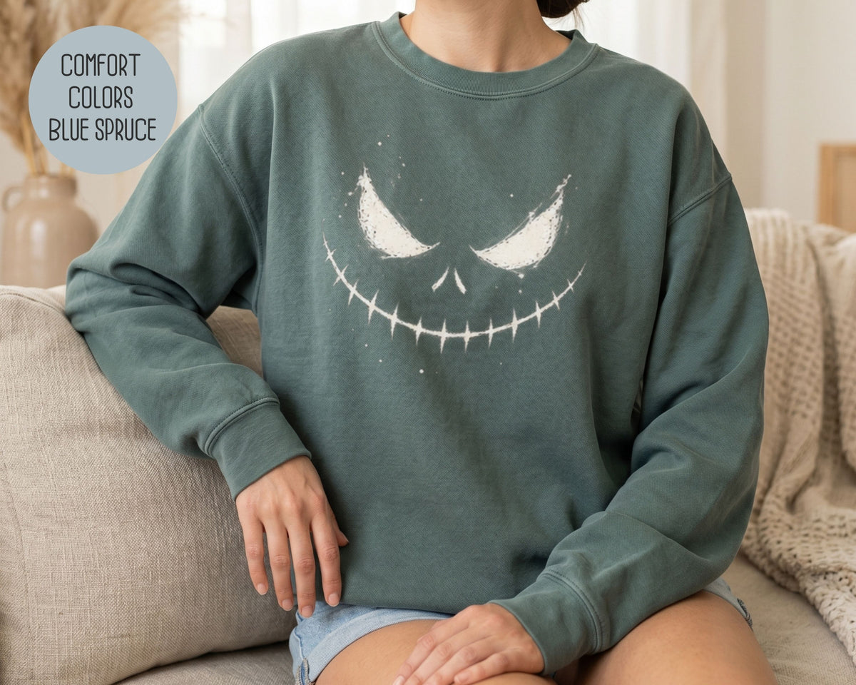 Halloween Scary Face Comfort Colors Sweatshirt Sweatshirt  CreativeSpecialTs