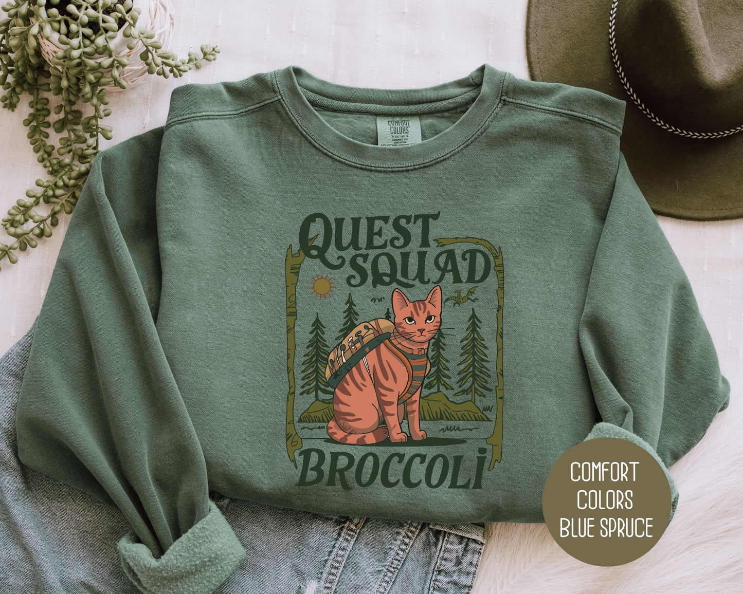 Quest Squad Broccoli the Fierce Comfort Colors Sweatshirt Sweatshirt  CreativeSpecialTs