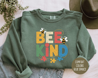 Bee Kind Autism Awareness Comfort Colors Sweatshirt