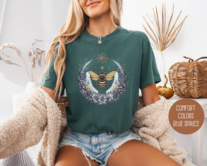 Boho Celestial Floral Bee Comfort Colors Shirt